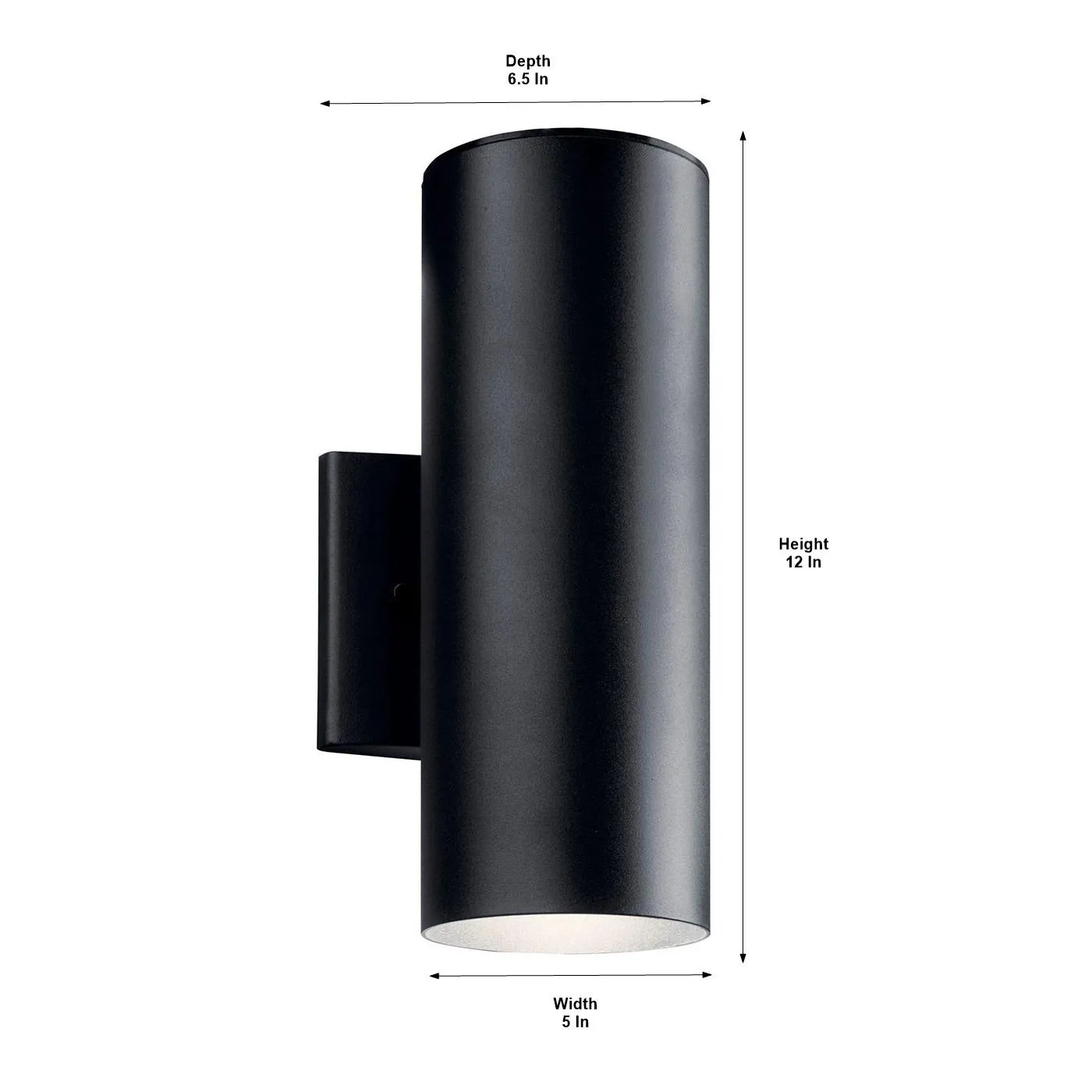 12 Inch Up/Down  LED Cylinder Outdoor Sconce Dimmable 550 Lumens 3000K Black Finish