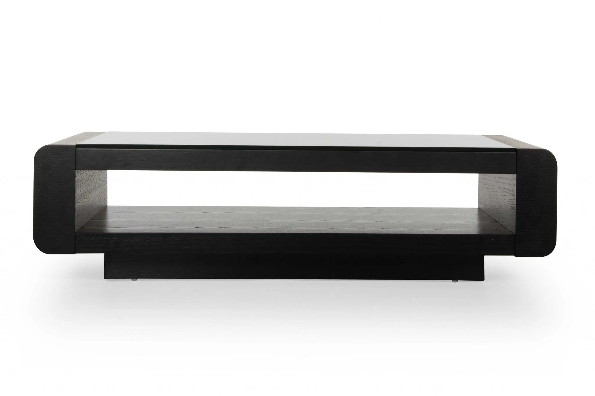 13" Black Oak Veneer And Glass Coffee Table