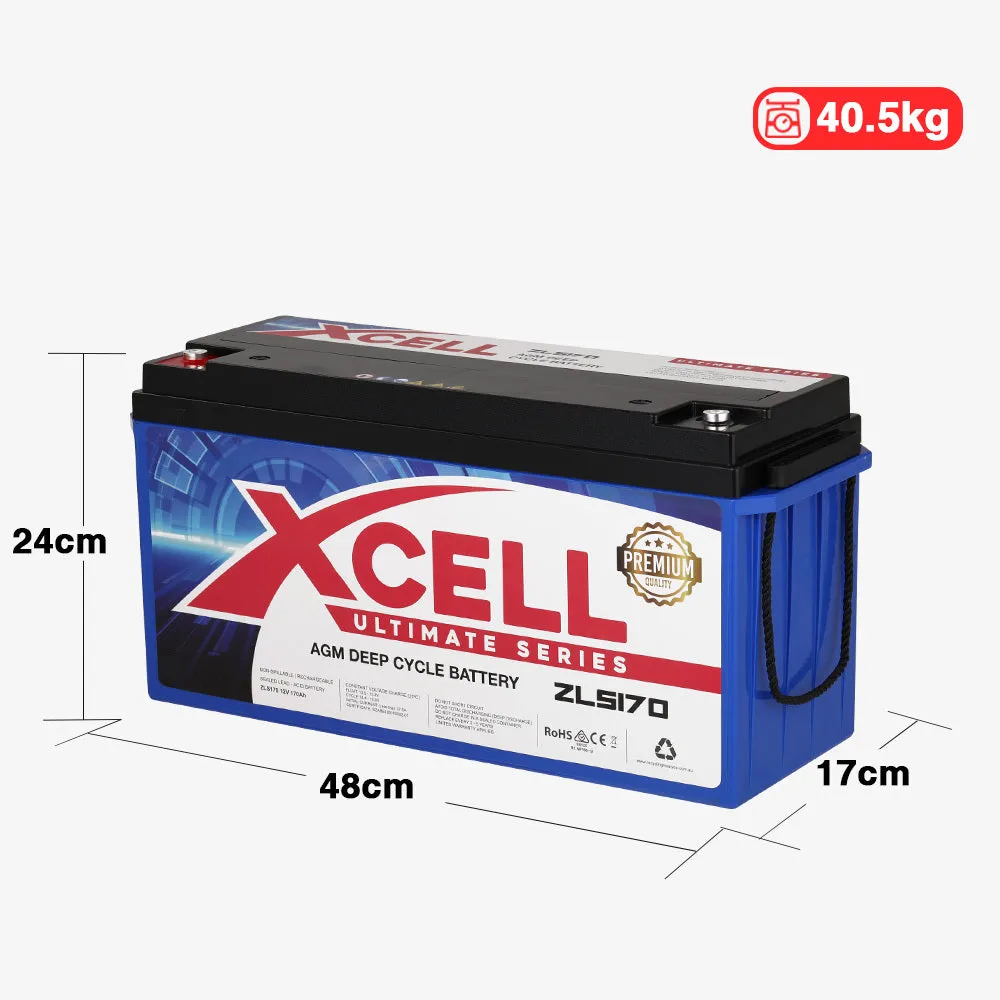 170Ah AGM Deep Cycle Battery 12V for 4WD Solar Camping X-Cell