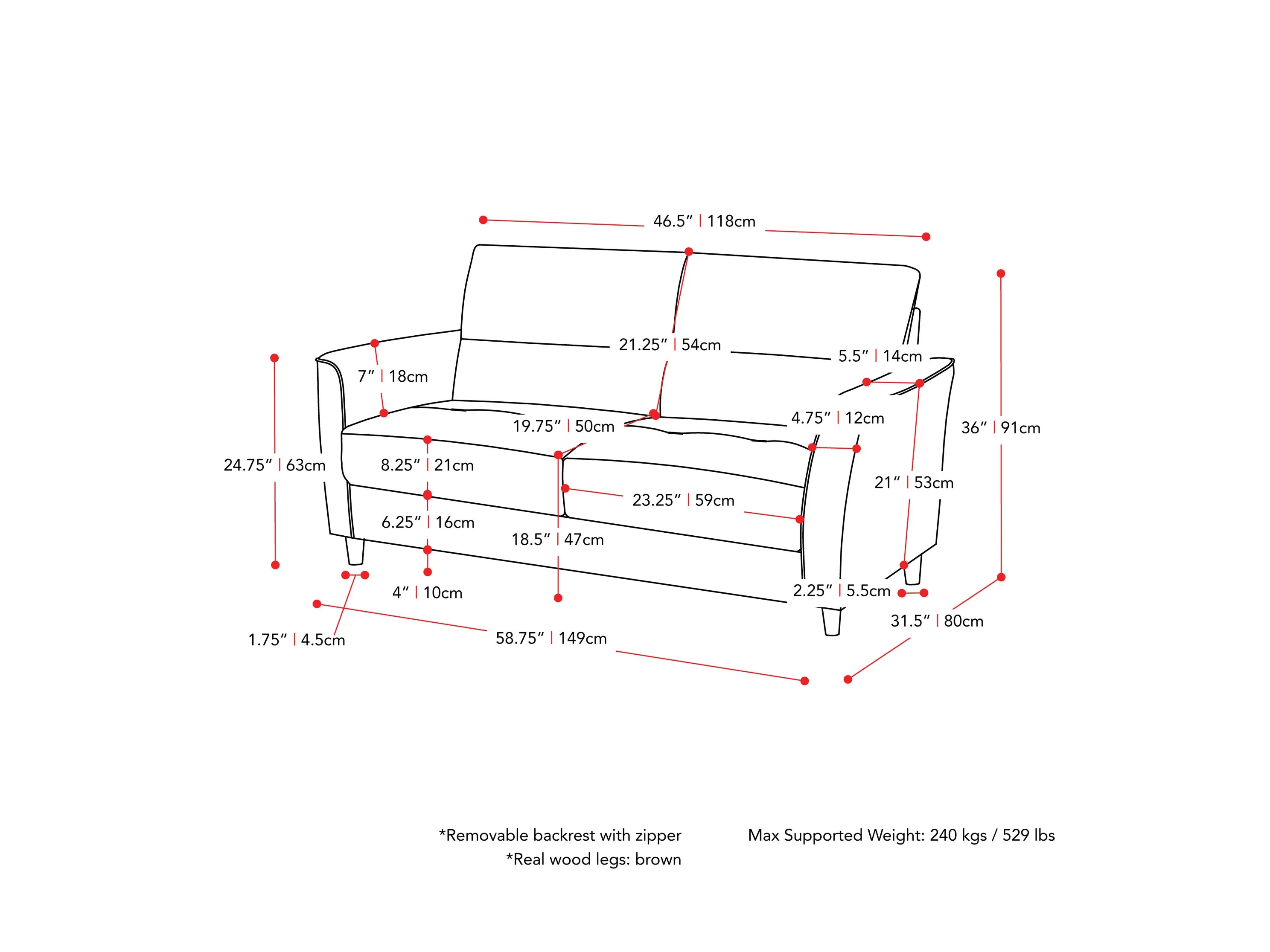 2 Seater Sofa Loveseat