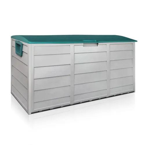 290L Outdoor Storage Box Bench Seat Toy Tool Shed Chest Rust Free - Green