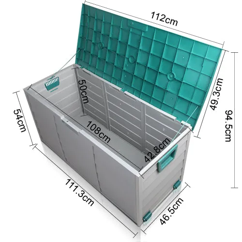 290L Outdoor Storage Box Bench Seat Toy Tool Shed Chest Rust Free - Green