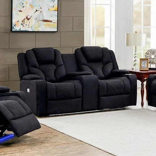 3 2 Seater Electric Recliner Stylish Rhino Fabric Black Lounge Armchair with LED Features