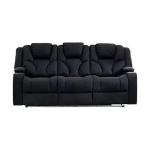 3 2 Seater Electric Recliner Stylish Rhino Fabric Black Lounge Armchair with LED Features