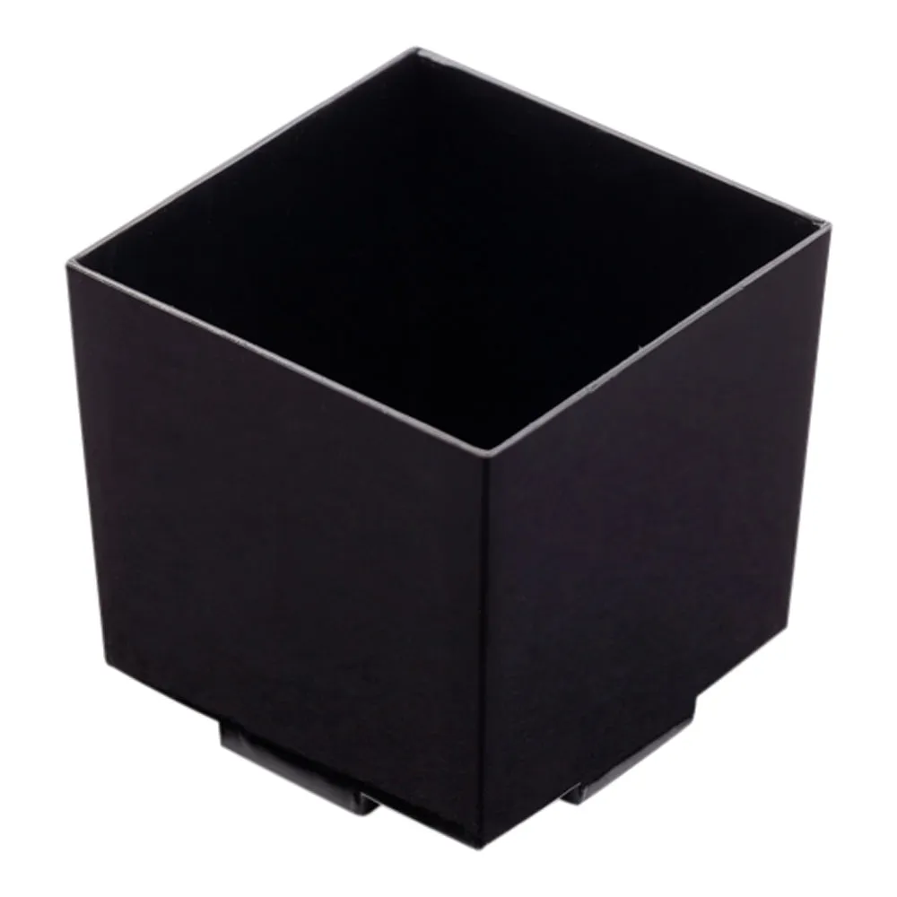 3 oz Square Black Plastic Quadrato Cup - 1 3/4" x 1 1/2" x 1 3/4" - 100 count box