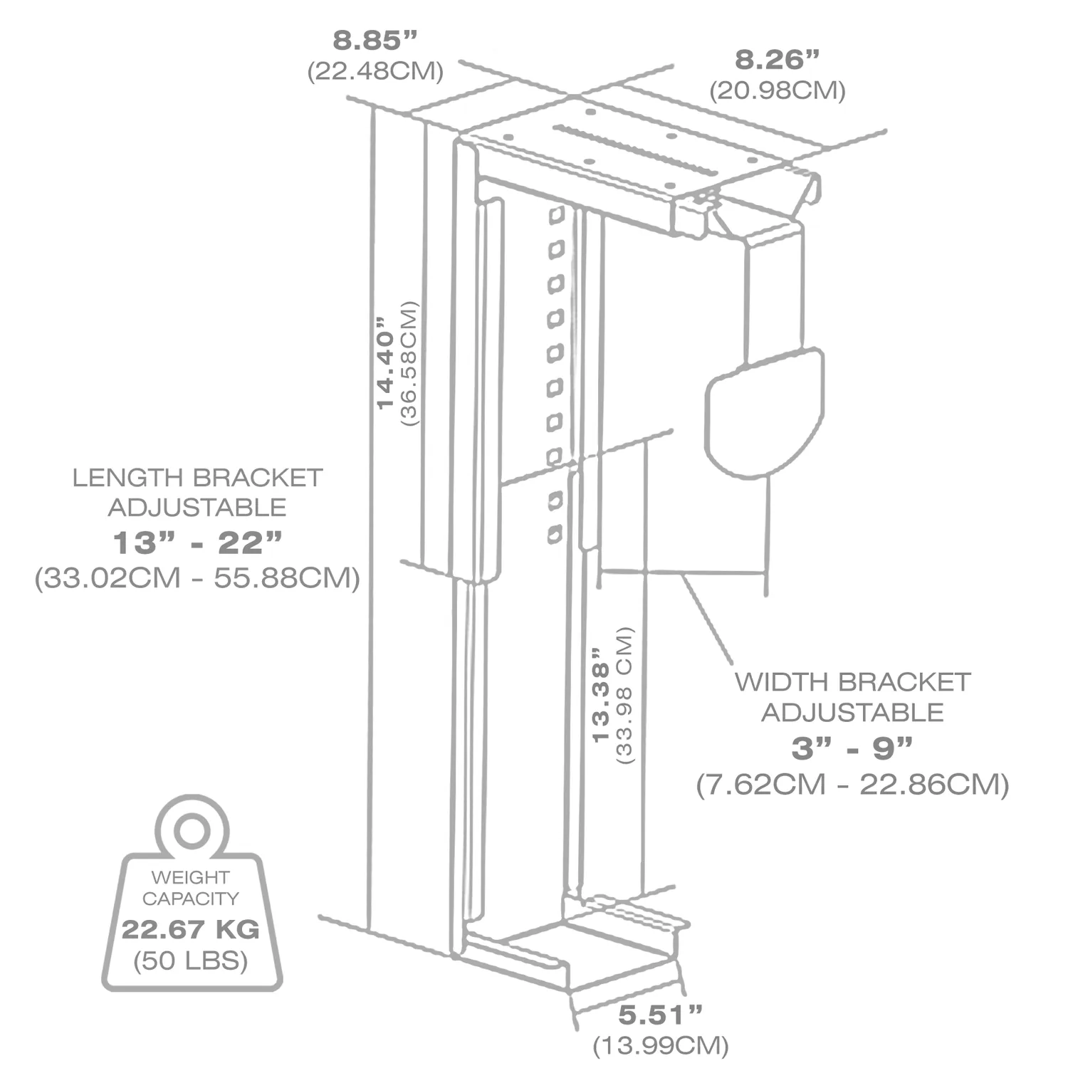 Adjustable CPU Holder for Under Desk Mount