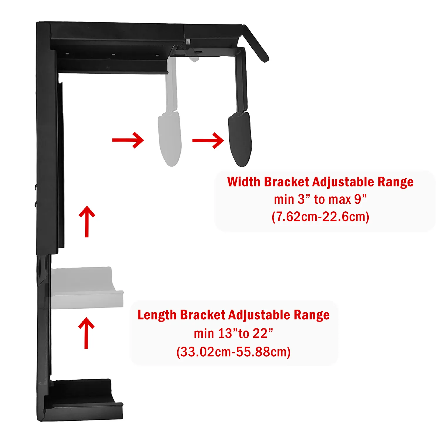 Adjustable CPU Holder for Under Desk Mount