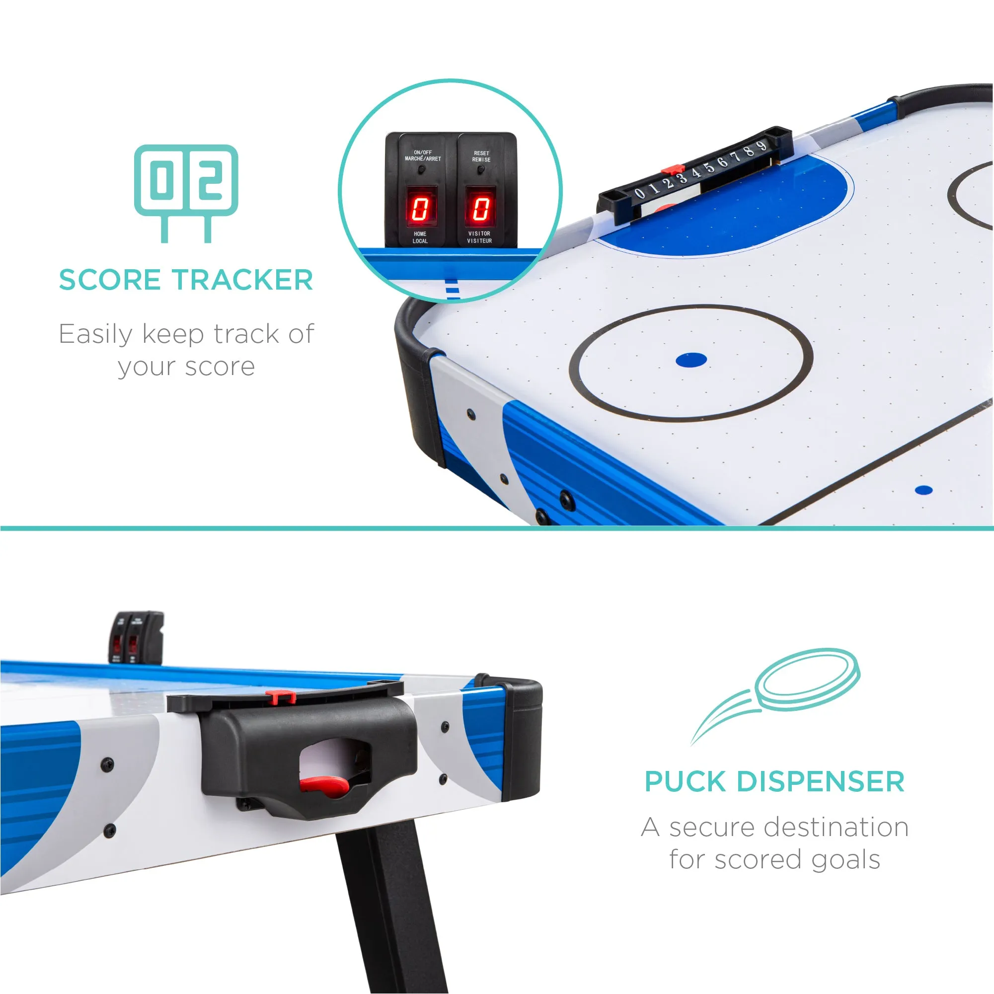 Air Hockey Table w/ 2 Pucks, 2 Paddles, LED Score Board - 58in