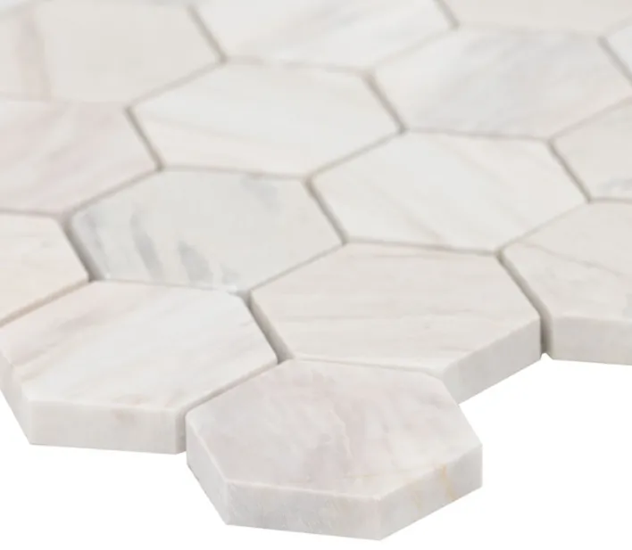 Angora Polished 2" Hexagon Mosaic Tile