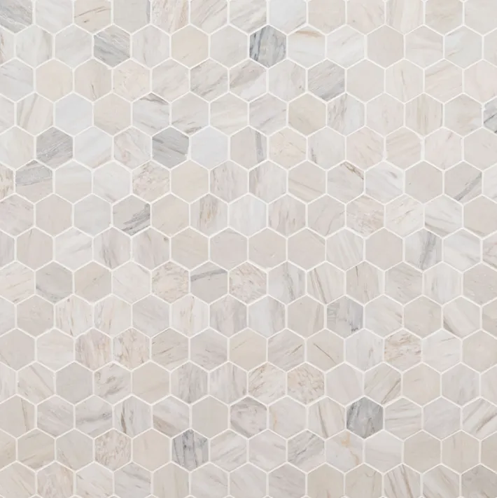 Angora Polished 2" Hexagon Mosaic Tile