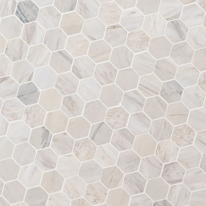 Angora Polished 2" Hexagon Mosaic Tile