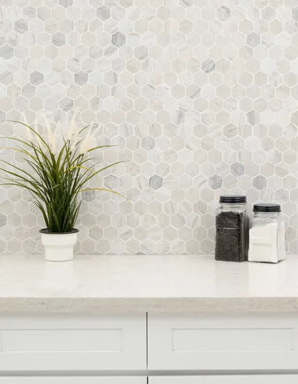 Angora Polished 2" Hexagon Mosaic Tile