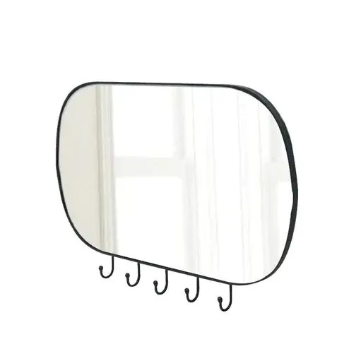 Arlo Metal Mirror with Hooks: Contemporary Style and Practical Storage