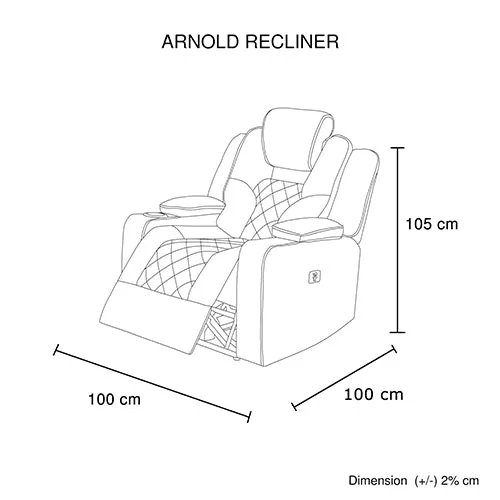 Arnold Recliner Rinho Leather 1R Black