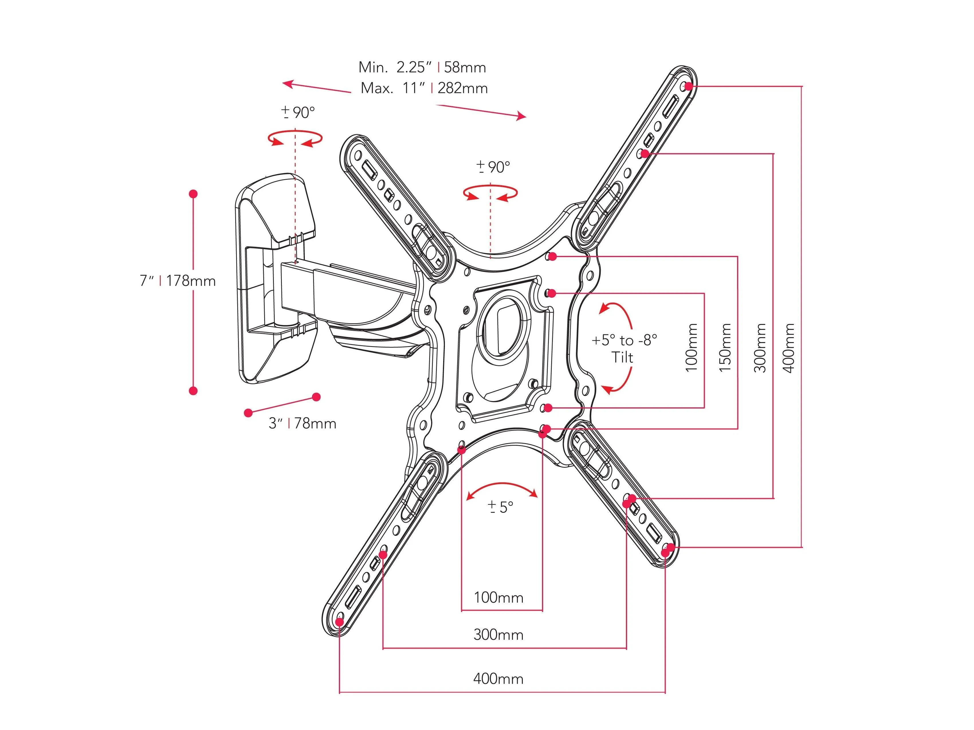 Auticulating TV Wall Mount for 23" - 55" TVs