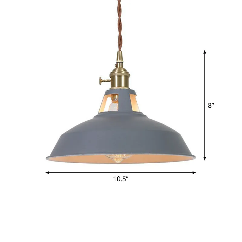 Barn Shaped Macaron Metal Pendant Light with Vent Design - 1-Light Suspension for Restaurants