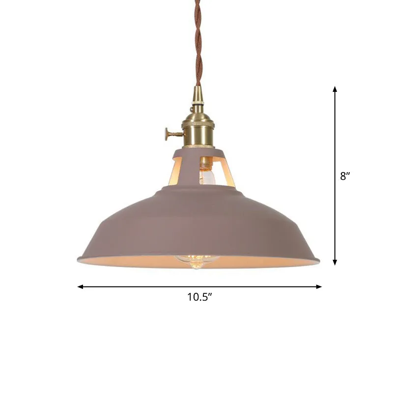 Barn Shaped Macaron Metal Pendant Light with Vent Design - 1-Light Suspension for Restaurants