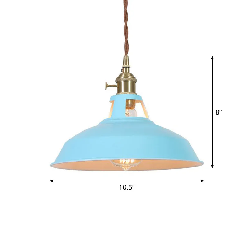 Barn Shaped Macaron Metal Pendant Light with Vent Design - 1-Light Suspension for Restaurants