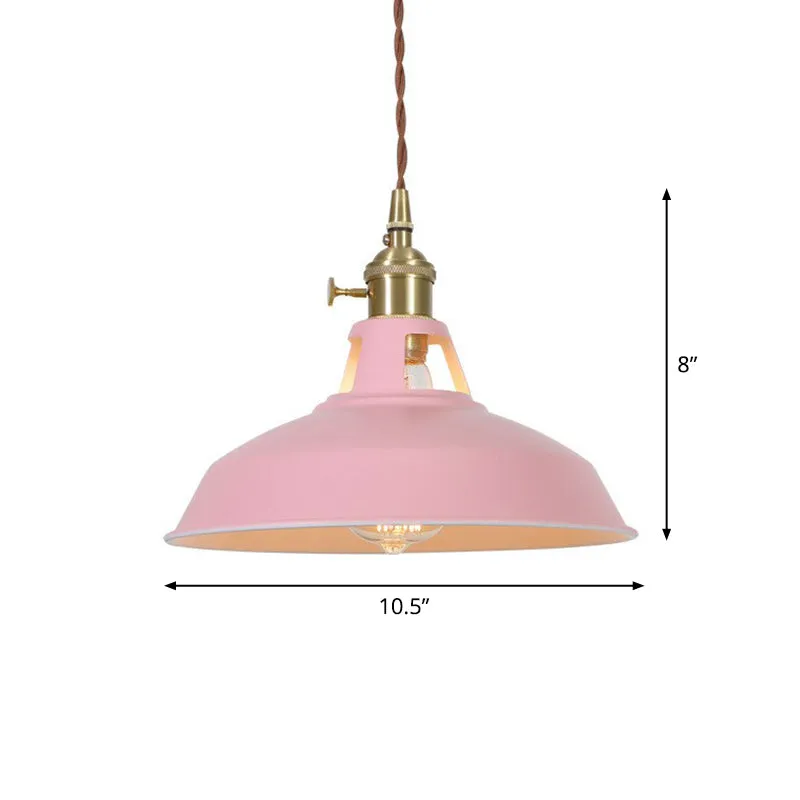 Barn Shaped Macaron Metal Pendant Light with Vent Design - 1-Light Suspension for Restaurants