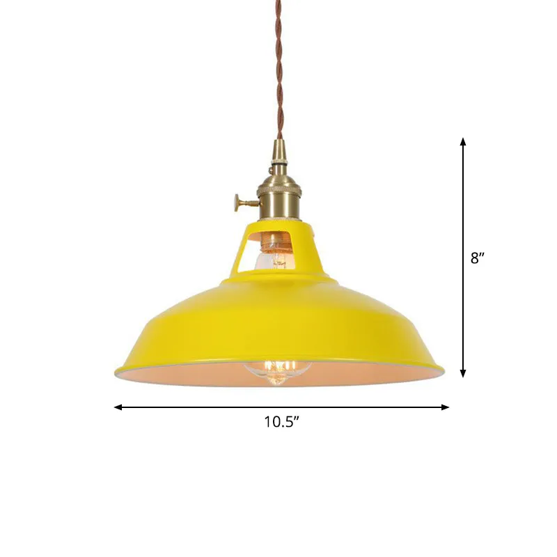 Barn Shaped Macaron Metal Pendant Light with Vent Design - 1-Light Suspension for Restaurants