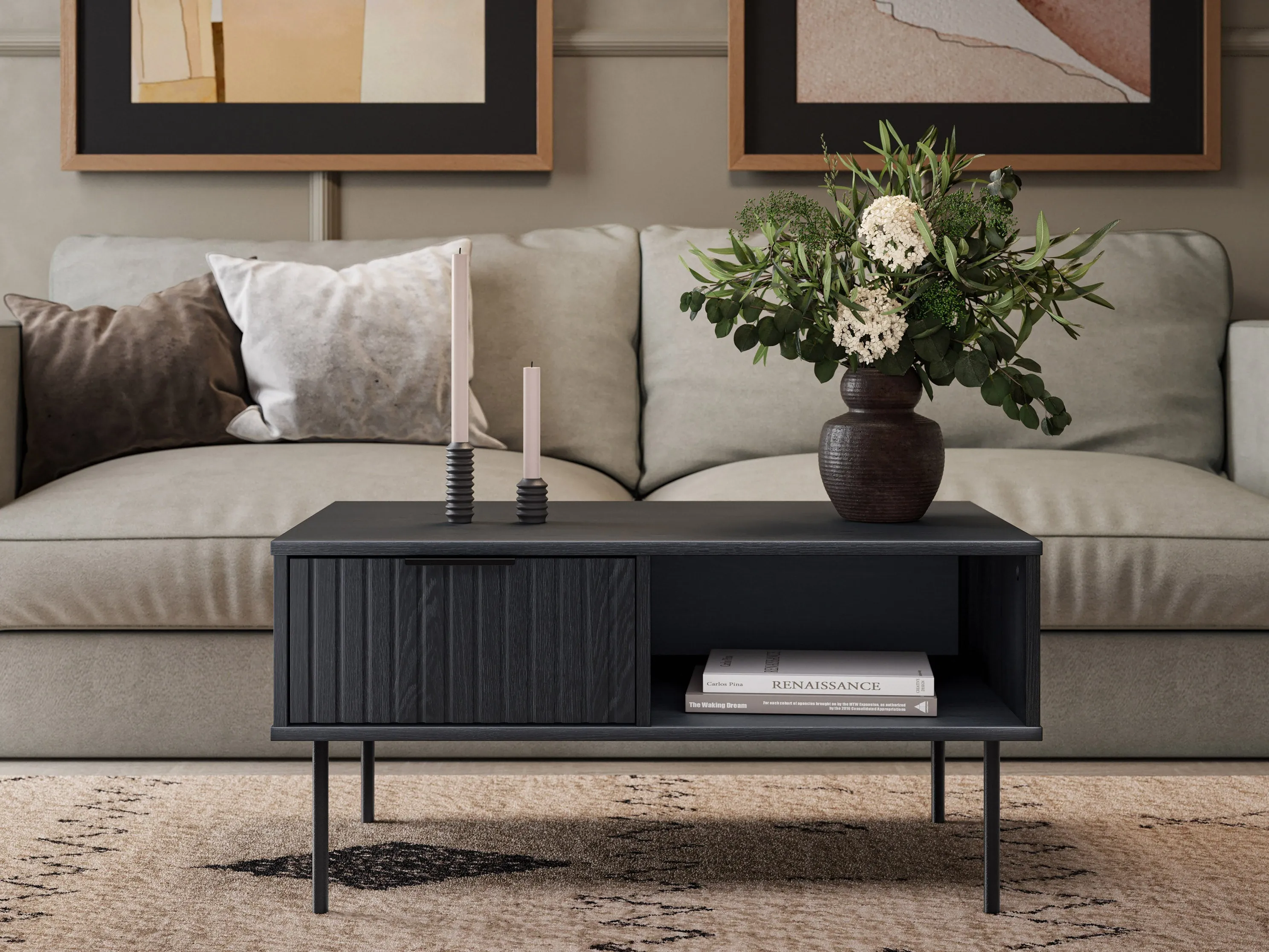 Black Fluted Coffee Table