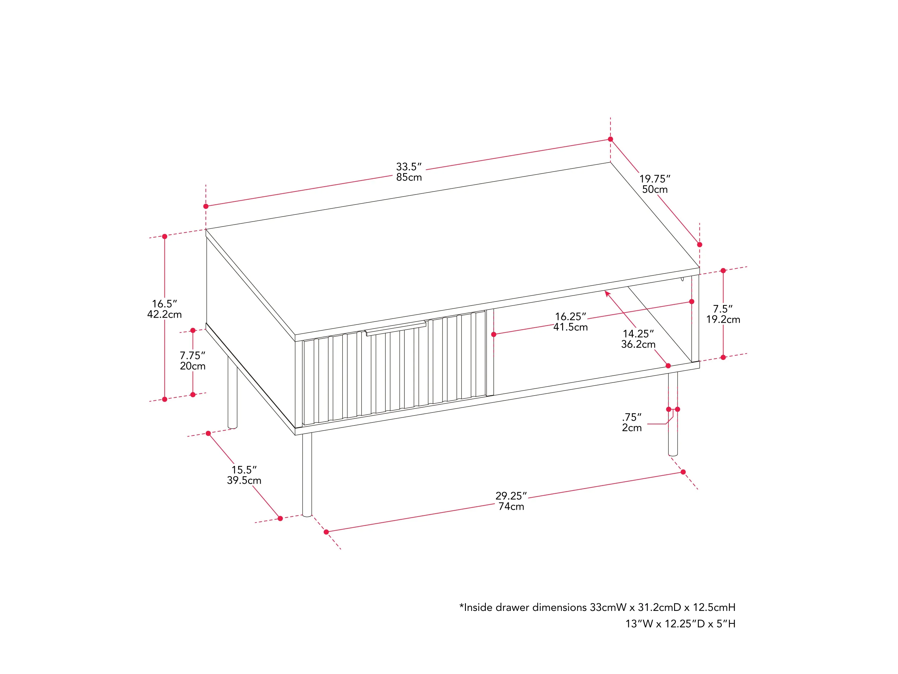 Black Fluted Coffee Table