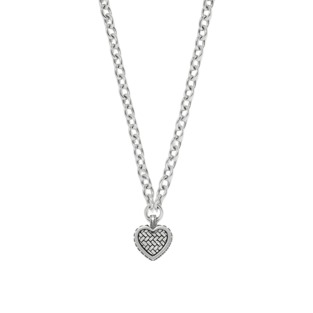 Brighton Women's Pretty Tough Weave Heart Silver Necklace