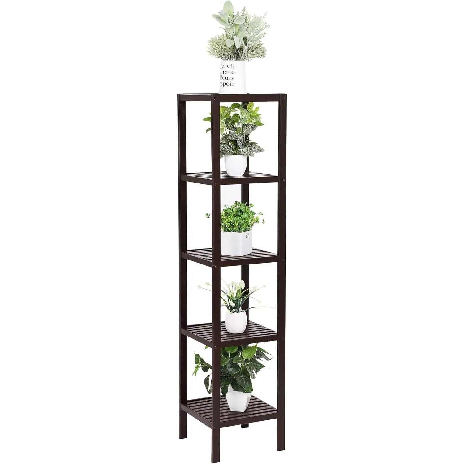 Brown Bamboo 4-Shelf Versatile Storage Unit Rack