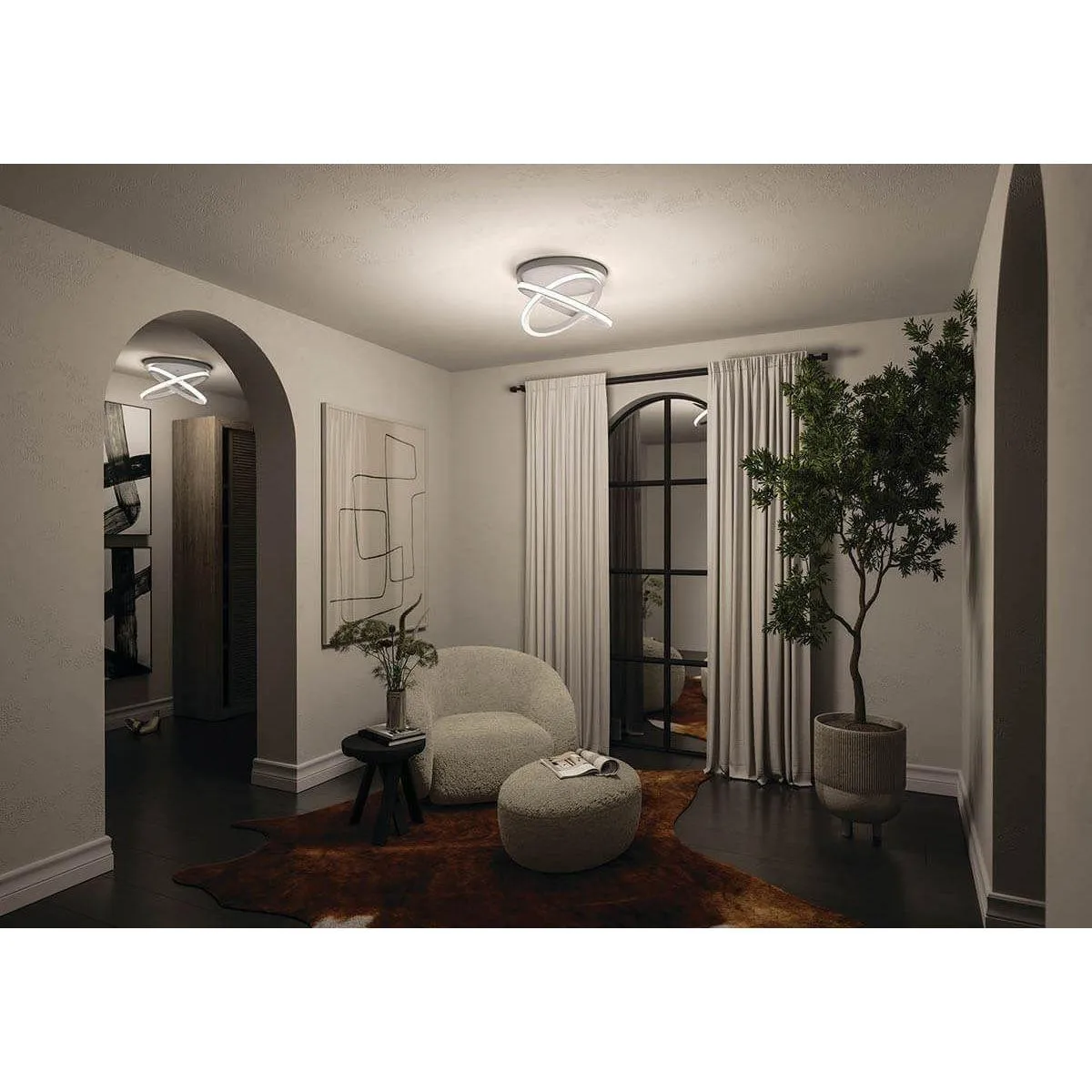 Caputo 17 in. LED Semi flush Mount Light White finish