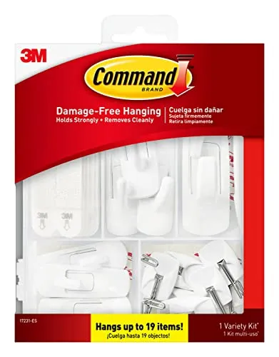 Command Variety Pack, Picture Hanging Strips, Wire Hooks and Utility Hooks, Damage Free Hanging Variety Pack for Up to 19 Back to School Dorm Organizers, 1 Kit