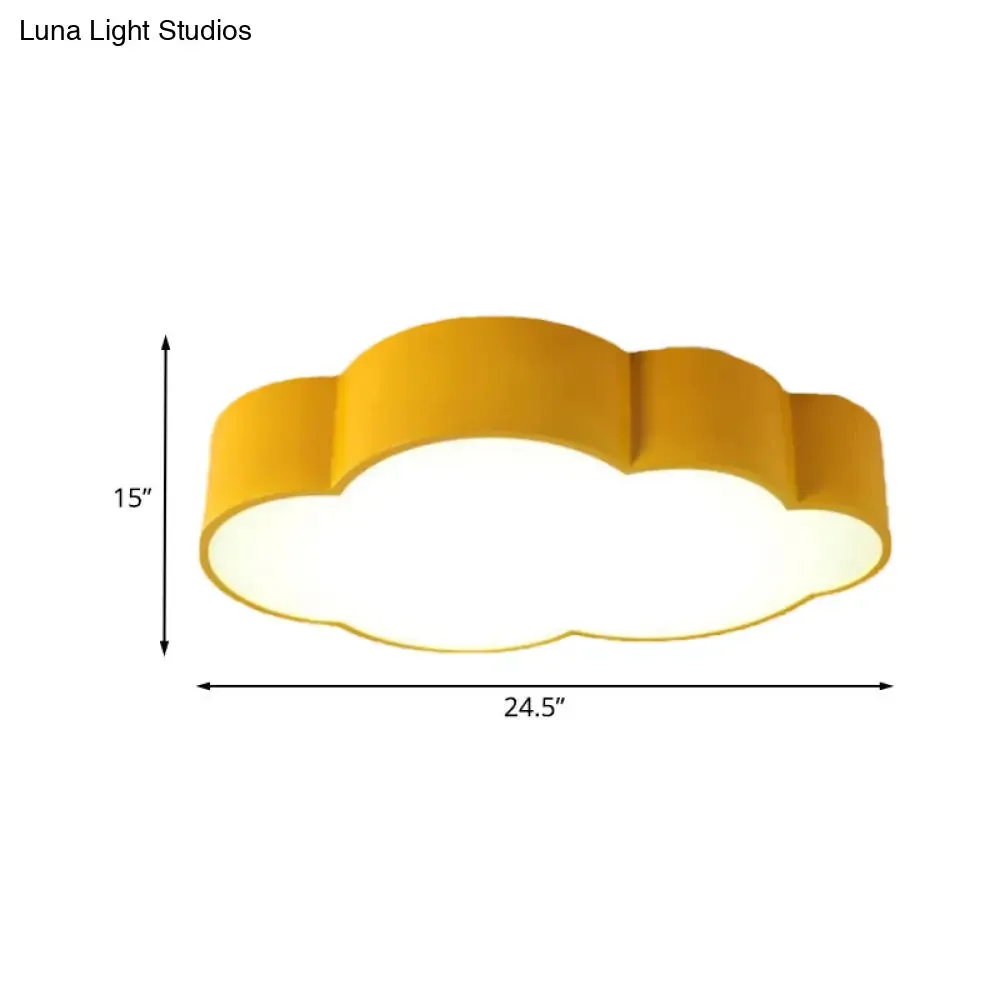 Contemporary LED Cloud Iron Flush Ceiling Light for Kids Bedroom - Yellow/Blue, 20.5"/24.5" Long