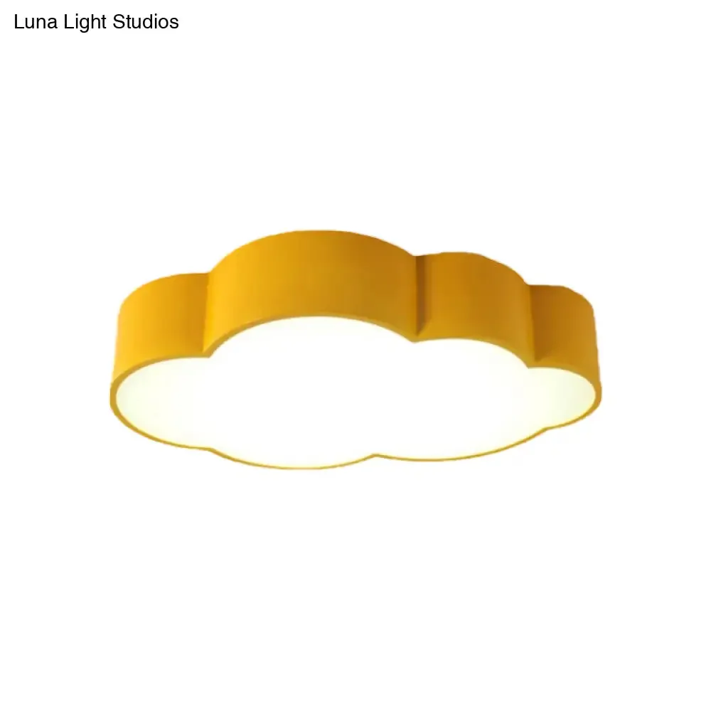 Contemporary LED Cloud Iron Flush Ceiling Light for Kids Bedroom - Yellow/Blue, 20.5"/24.5" Long