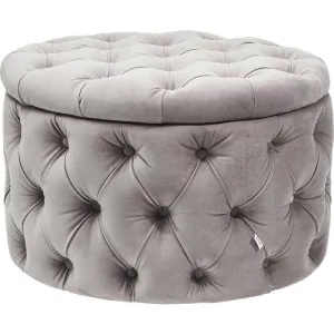 Desire Grey Velvet Round Seating Chest