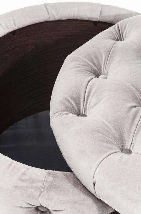 Desire Grey Velvet Round Seating Chest