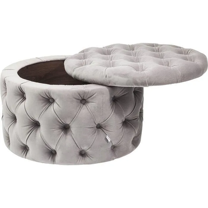 Desire Grey Velvet Round Seating Chest