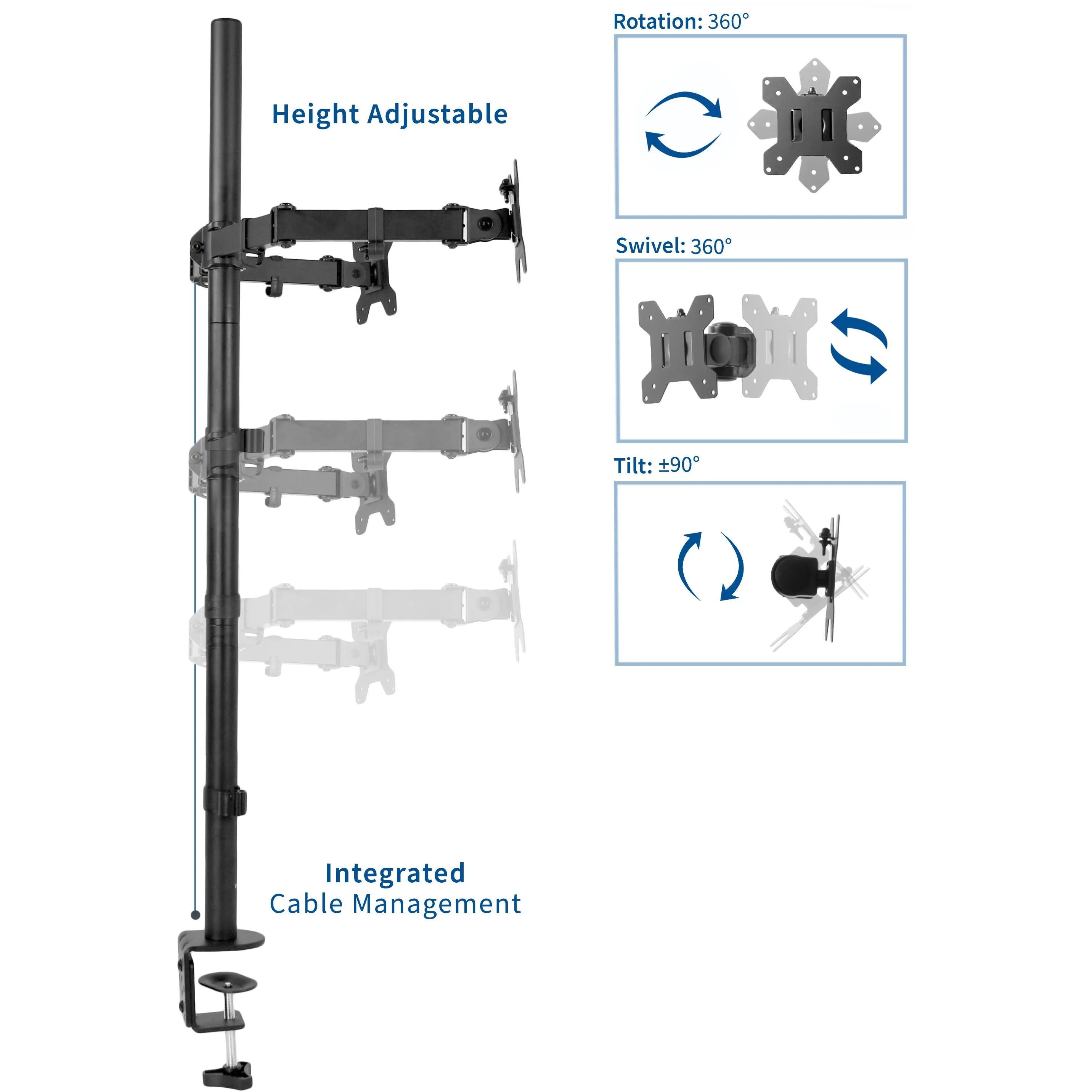 Extra Tall Dual Monitor Stand Up Desk Mount