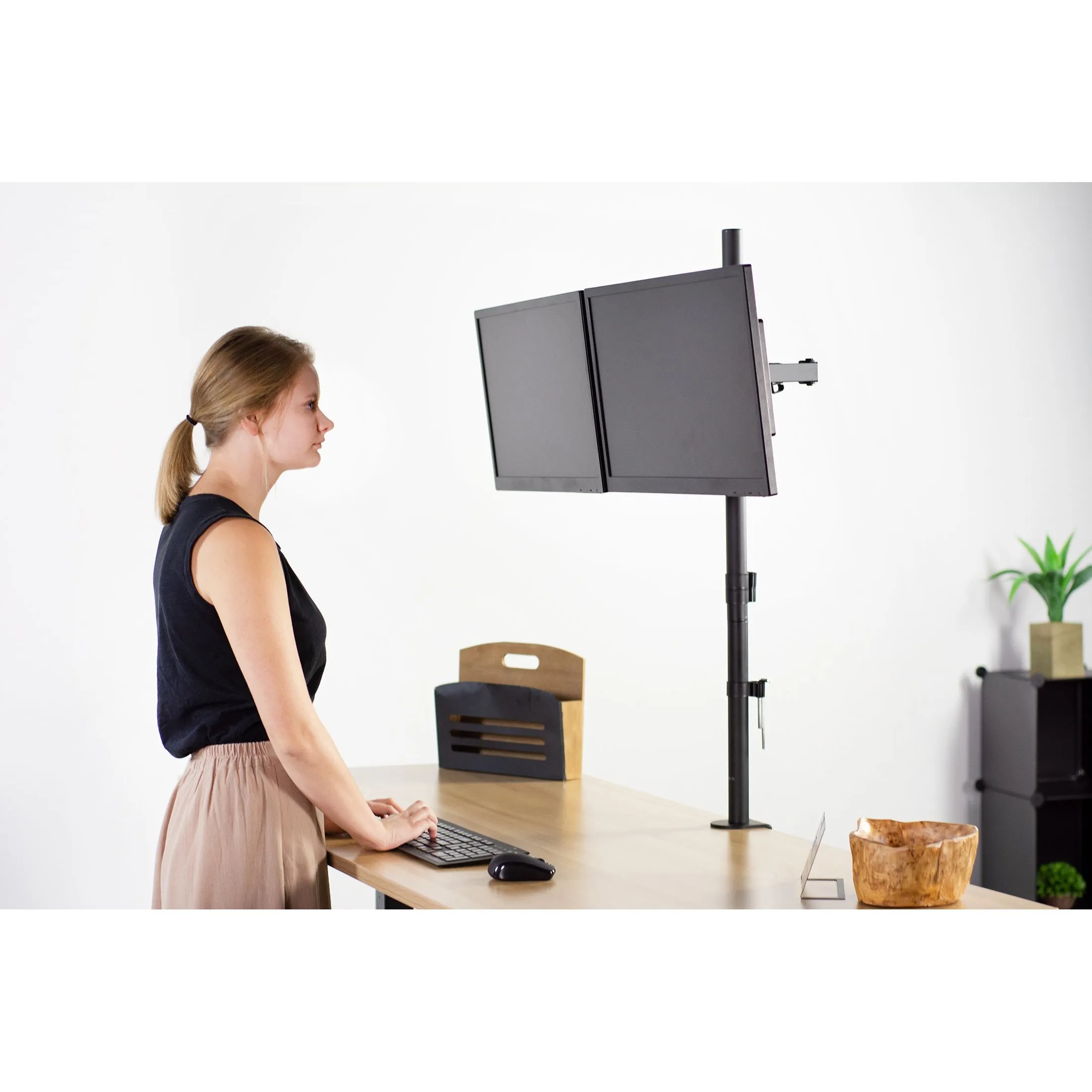 Extra Tall Dual Monitor Stand Up Desk Mount