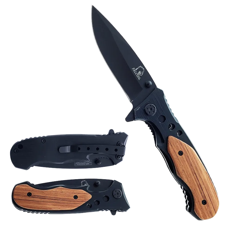 Falcon 8" Overall Spring Assisted Knife w/ Belt Clip Black