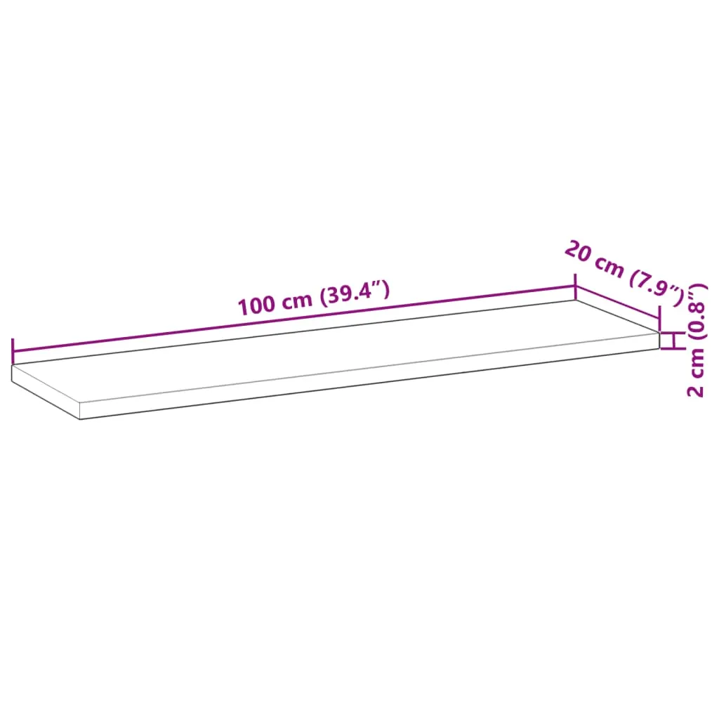 Floating Shelf 100x20x2 cm Untreated Solid Wood Acacia