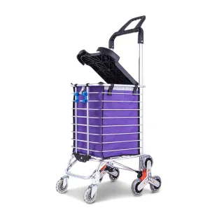 Foldable Aluminum Shopping Trolley Cart w/ Stair Climbing Wheels by GOMINIMO