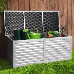 Gardeon Outdoor Storage Box 390L Container Lockable Garden Bench Tools Toy Shed Black