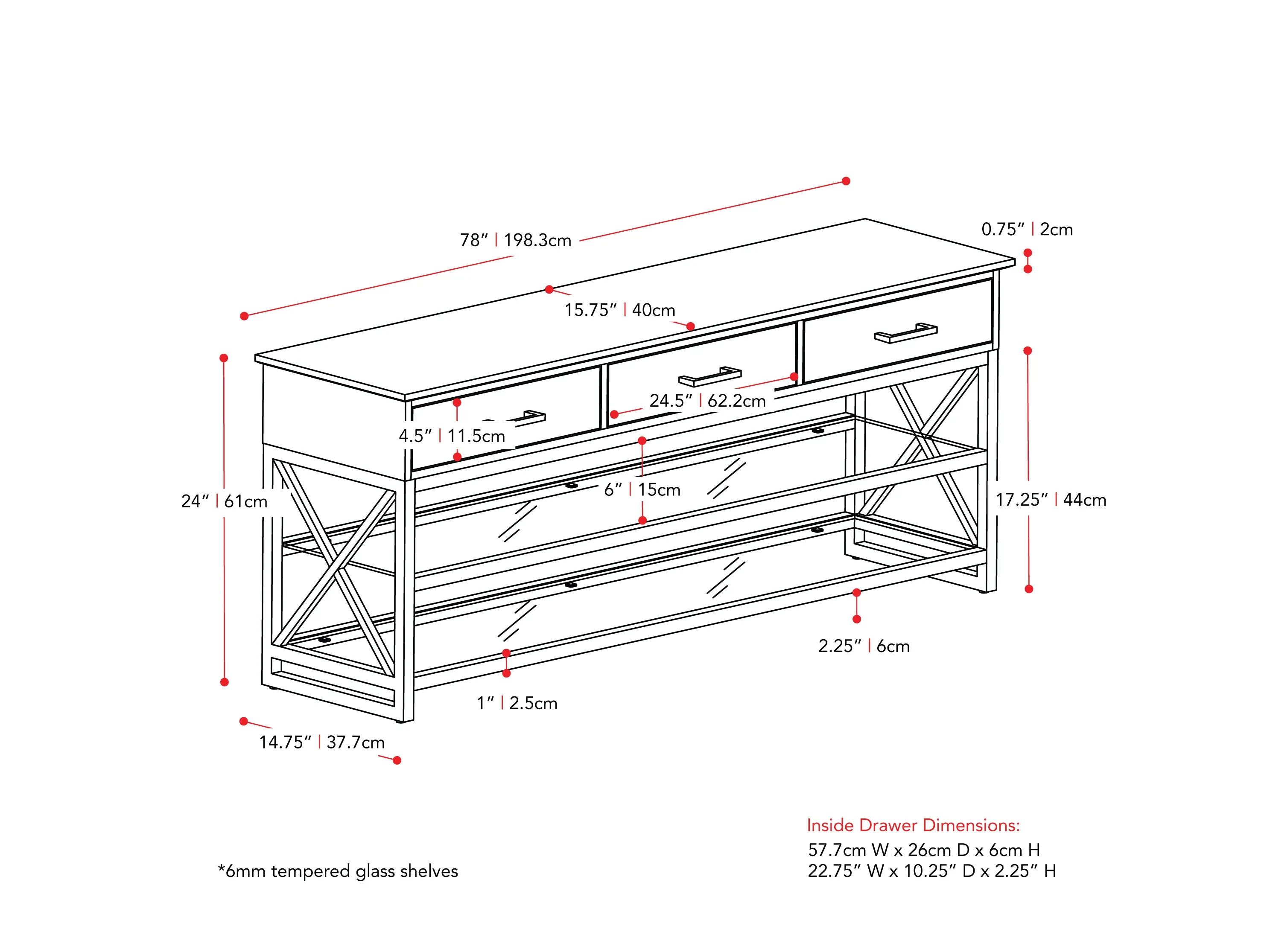 Grey TV Bench for TVs up to 95"