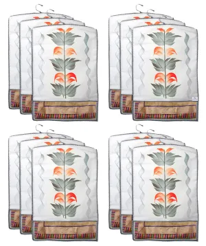 Heart Home Non Woven Hanging Saree Cover, Wardrobe Organizer, Closet Organizer, Saree & Garments Protector Cover With 1 Zipper Compartment on Back Side- Pack of 12 (Grey)-HS_38_HEARTH21535