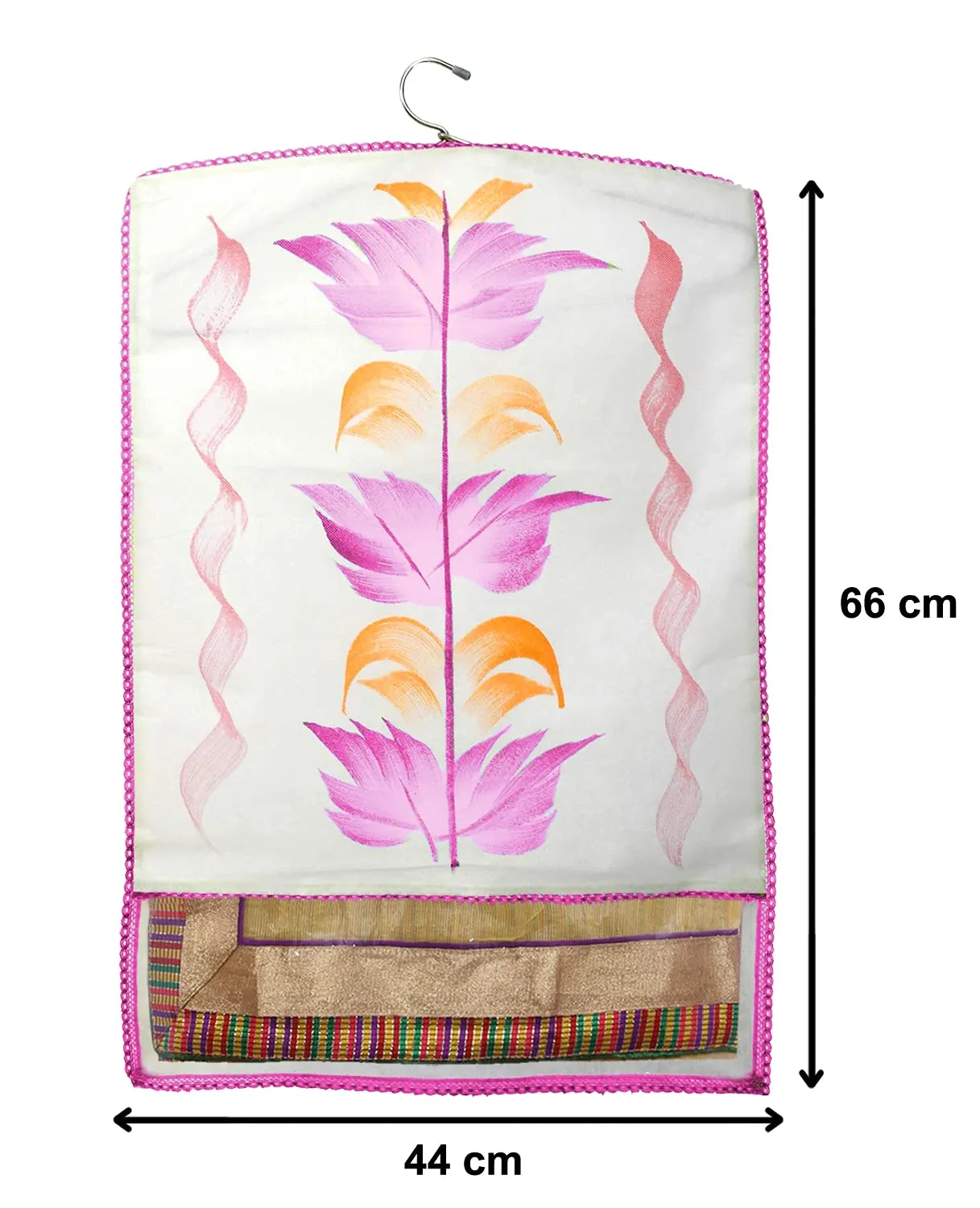 Heart Home Non Woven Hanging Saree Cover With 1 Zipper Compartment on Back Side- Pack of 6 (Pink)-HS_38_HEARTH21522