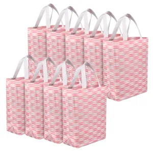 Heart Home Shopping Handbag | Grocery Handbag | Shopping Bag | Grocery Shopping Bag | Reusable Shopping Bags | Vegetable Bag | Zig-Zag Carry Bag | Pack of 9 | Pink