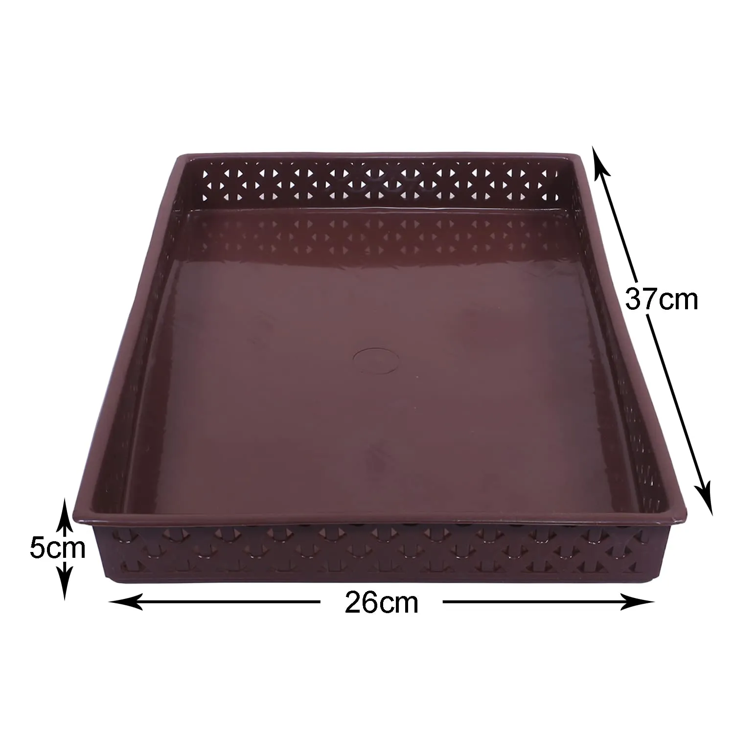 Heart Home Storage Tray|Versatile Plastic Storage Organizer|Rectangular Tray for Kitchen Storage|Storage Tray for Office|ALEXA-15|Pack of 2 (Brown)