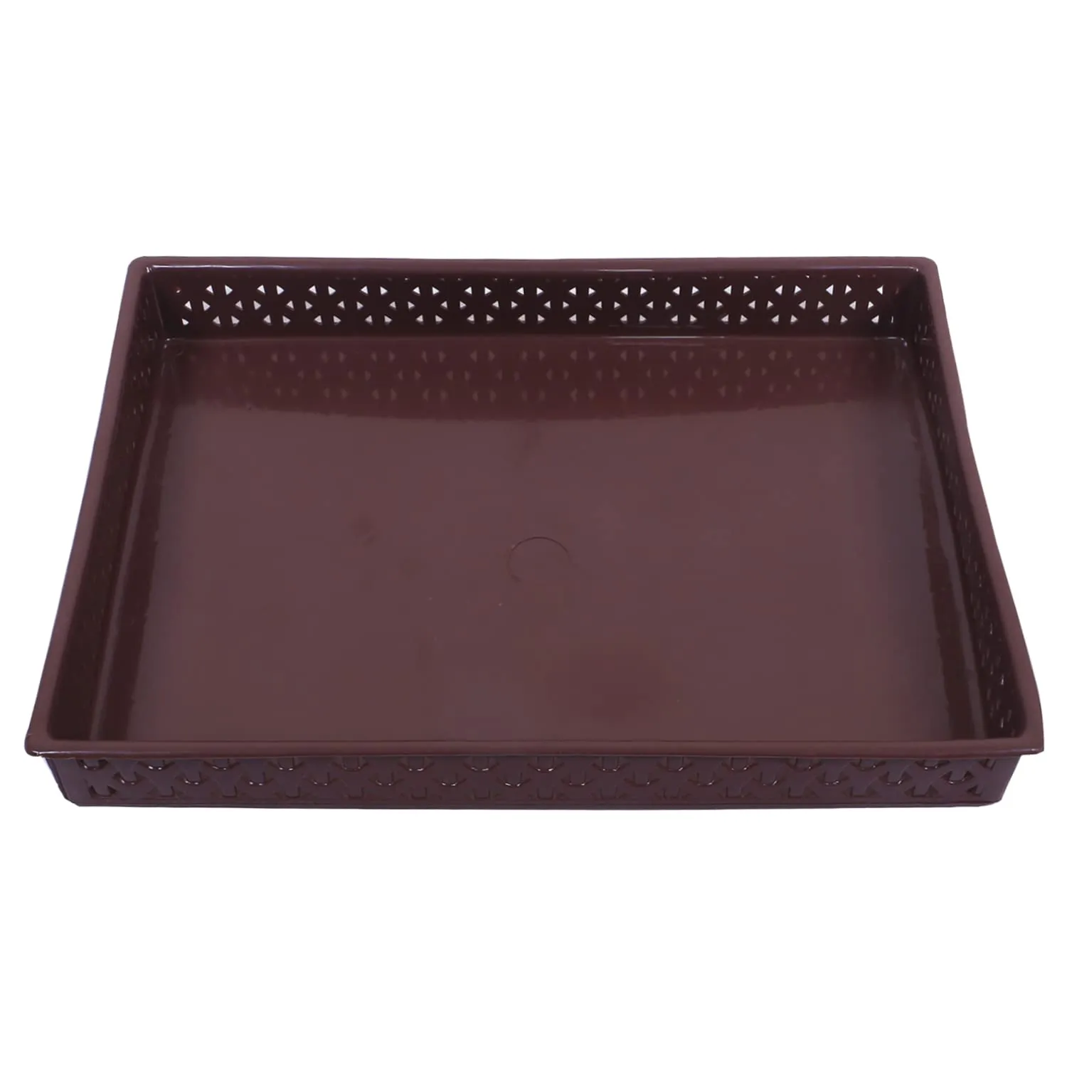 Heart Home Storage Tray|Versatile Plastic Storage Organizer|Rectangular Tray for Kitchen Storage|Storage Tray for Office|ALEXA-15|Pack of 2 (Brown)