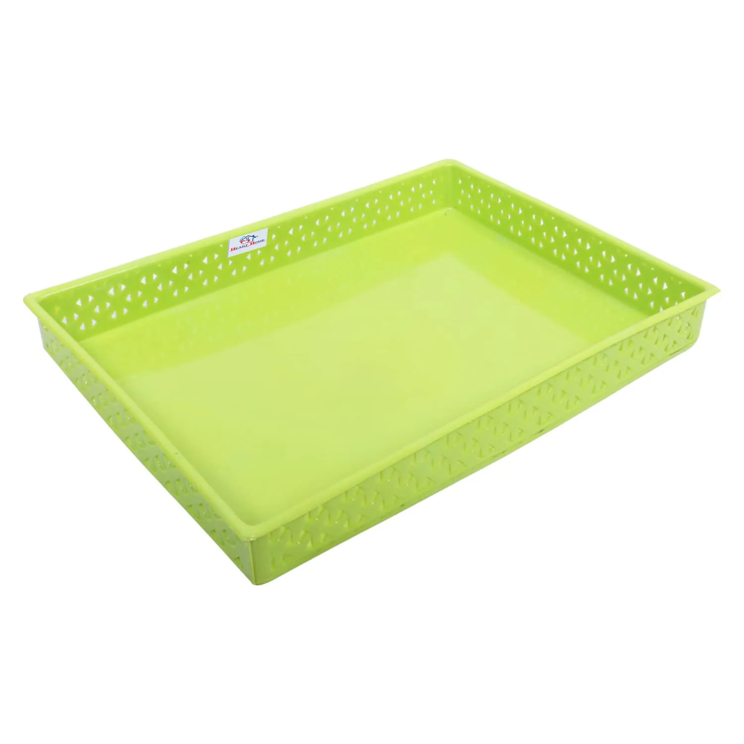 Heart Home Storage Tray|Versatile Plastic Storage Organizer|Rectangular Tray for Kitchen Storage|Storage Tray for Office|ALEXA-15|Pack of 2 (Green)