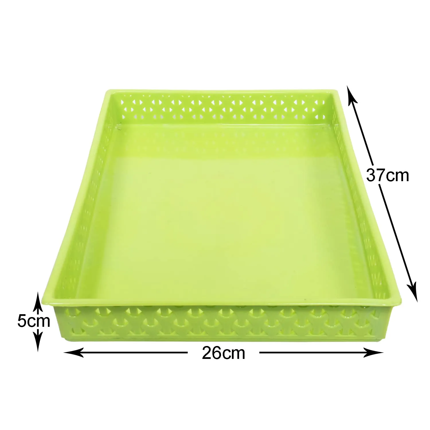 Heart Home Storage Tray|Versatile Plastic Storage Organizer|Rectangular Tray for Kitchen Storage|Storage Tray for Office|ALEXA-15|Pack of 2 (Green)