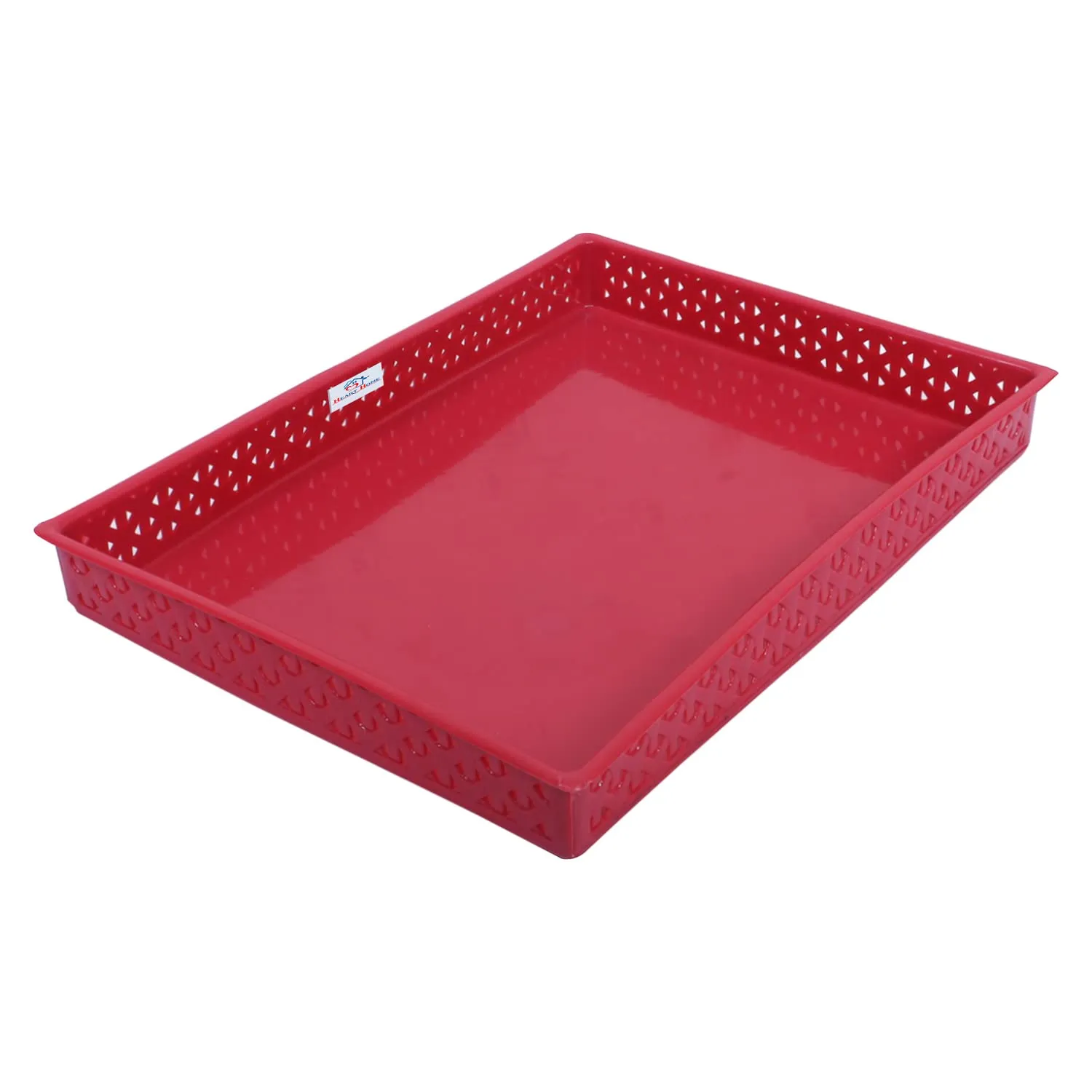 Heart Home Storage Tray|Versatile Plastic Storage Organizer|Rectangular Tray for Kitchen Storage|Storage Tray for Office|ALEXA-15|Pack of 2 (Maroon)